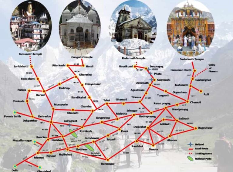 Char Dham Yatra Route Map - Road Route with Distances