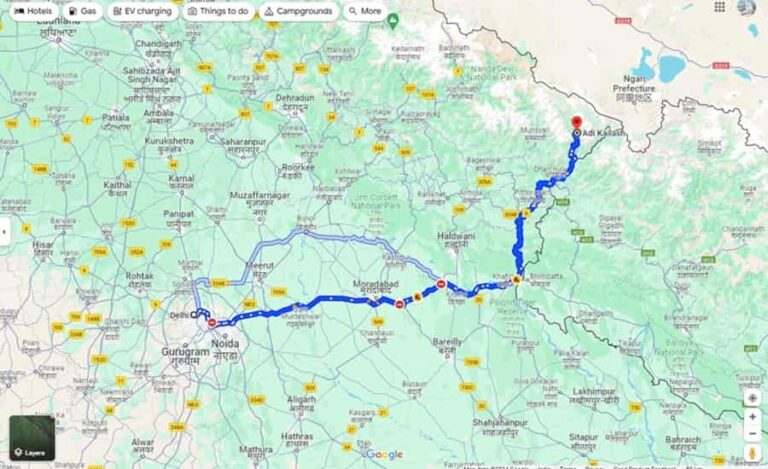 Adi Kailash Route Map Location Distance Height   Adi Kailash Route Map 768x469 